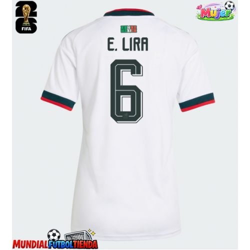 Camiseta México Erik Lira #6 Segunda Equipación Replica Mundial 2026 para mujer mangas cortas